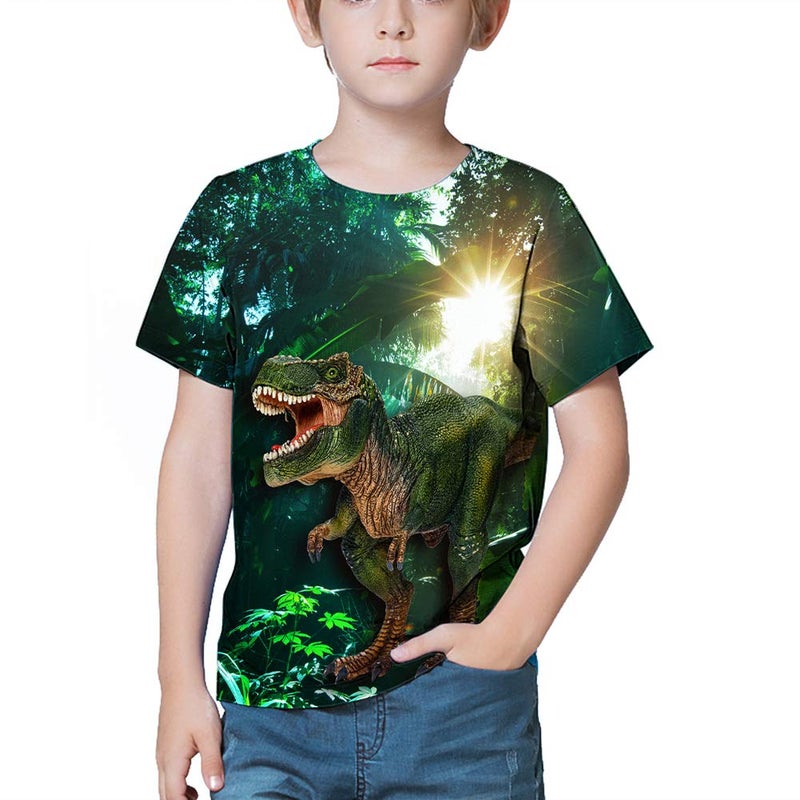 LAIDIPAS Boys Dinosaur Shirts Unisex Cool Graphic Kids T-Shirts 3D Animal Tees for Girls 10-13 Years - Image 2
